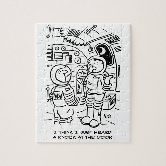 Spacemen on Spaceship. Astronauts Funny Jigsaw Puzzle (Vertical)