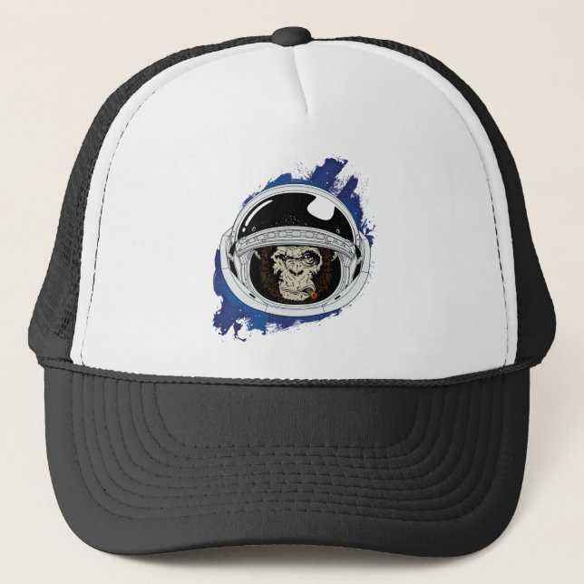 Spacemonkey in Blue space Trucker Hat (Front)