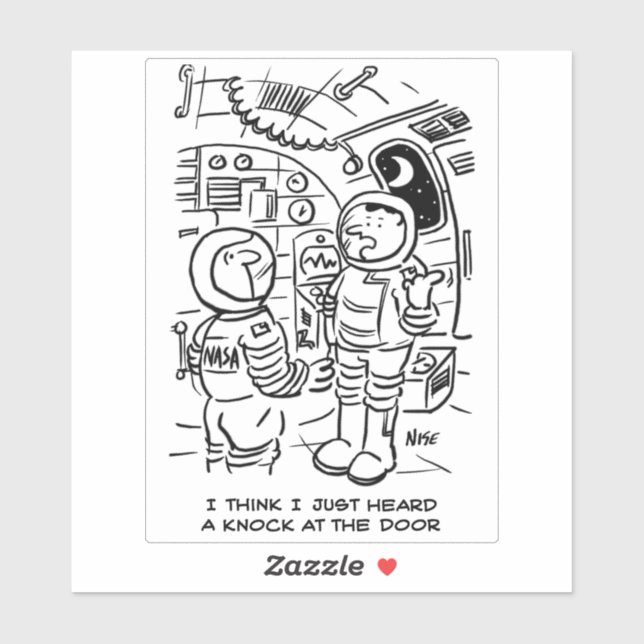 Spaceship Astronauts Hear Knock at Door Cartoon. (Sheet)