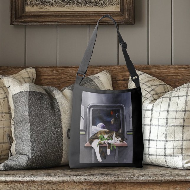 Spaceship Cat Sci-Fi Cute Crossbody Bag (Creator Uploaded)