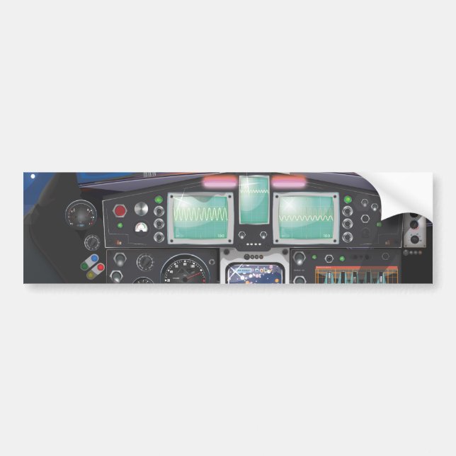 Spaceship cockpit cartoon bumper sticker (Front)