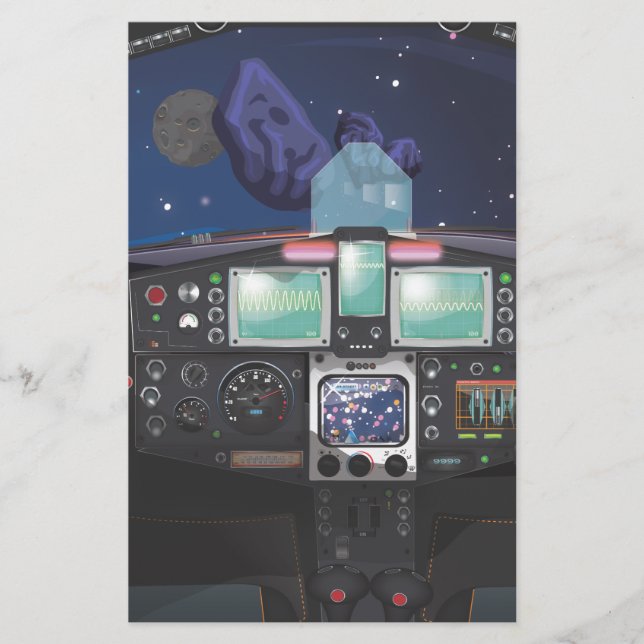 Spaceship cockpit cartoon stationery (Front)