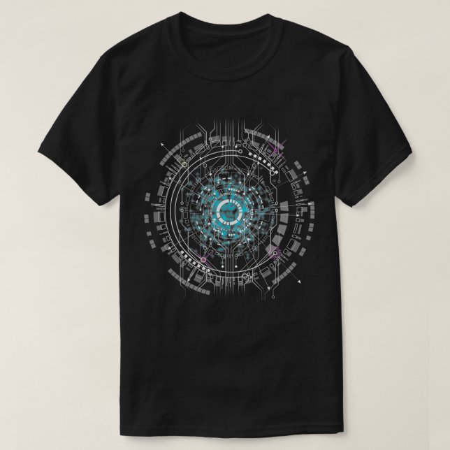 Spaceship CPU Core Heart Geek Nerd Space UFO  T-Shirt (Design Front)