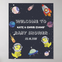 Spaceship Dinosaur Star Planet Baby Shower Welcome
