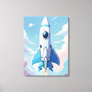 Spaceship flying in the sky canvas print