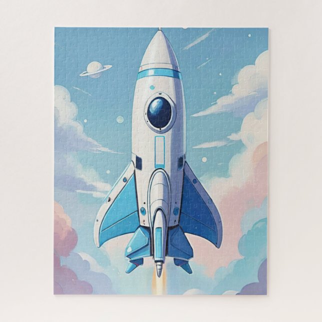 Spaceship flying in the sky jigsaw puzzle (Vertical)