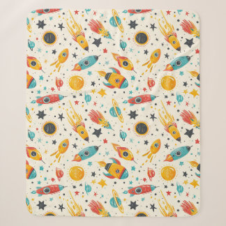 Spaceship nursery seamless patter sherpa blanket