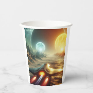 Spaceship over Ailen world  Paper cup