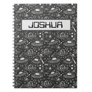 Spaceship Pattern Personalised Notebook