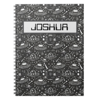 Spaceship Pattern Personalised Notebook