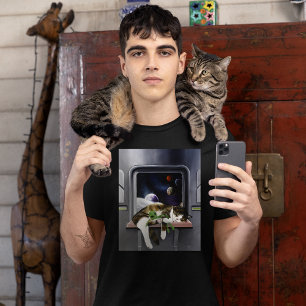 Spaceship Tabby Cat Green Alien Stuffie Sci-Fi T-Shirt