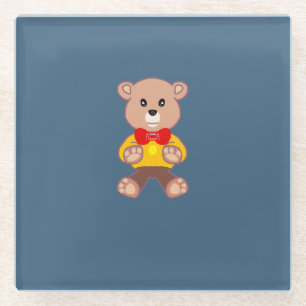Spaceship Teddy Bear Glass Coaster