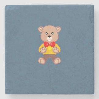 Spaceship Teddy Bear Stone Coaster