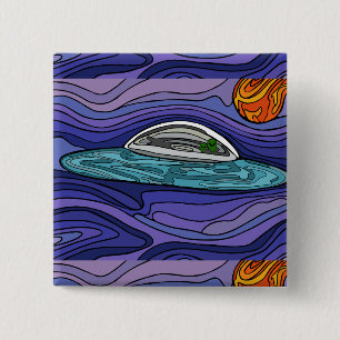 Spaceship UFO Alien UAP paranormal 15 Cm Square Badge