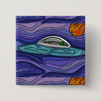 Spaceship UFO Alien UAP paranormal 15 Cm Square Badge
