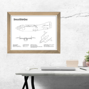 SpaceShipOne - Aeroplane Blueprint Drawing Plans B Photo Print