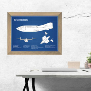 SpaceShipOne - Aeroplane Blueprint Plans ABD Photo Print