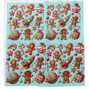 Spaceshuttle christmas shower curtain