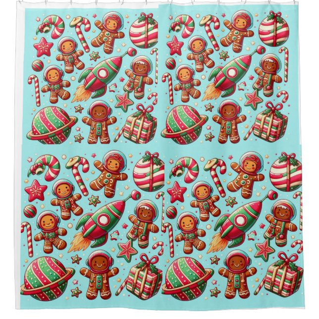 Spaceshuttle christmas  shower curtain (Front)