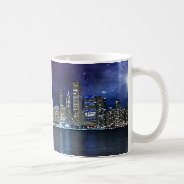 Spacey Chicago Skyline Coffee Mug (Right)