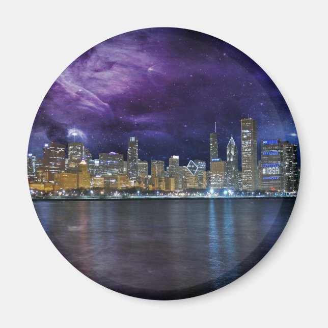 Spacey Chicago Skyline Magnet (Front)