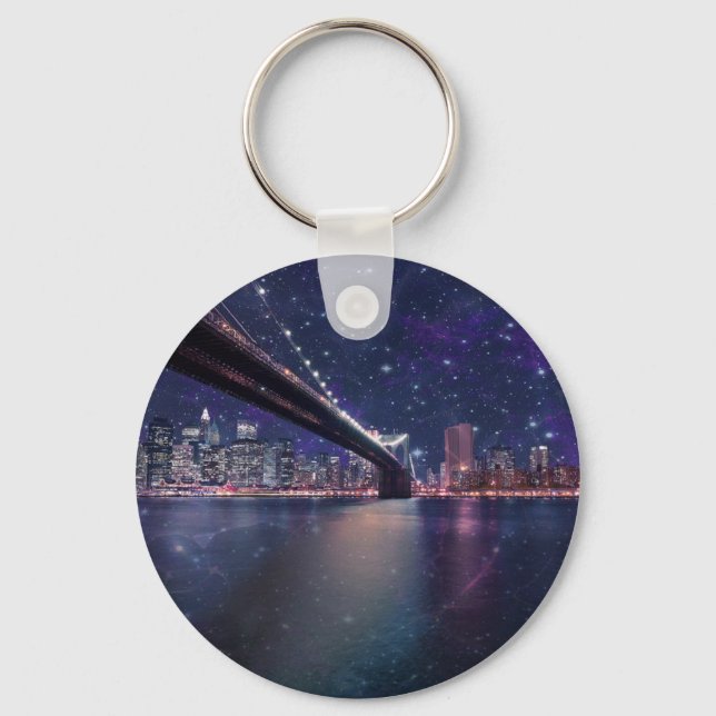 Spacey Manhattan Skyline Key Ring (Front)