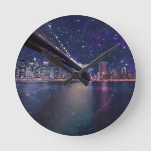 Spacey Manhattan Skyline Round Clock