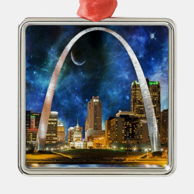 Spacey St. Louis Skyline Metal Tree Decoration (Front)
