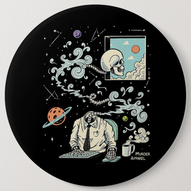 Spacing Out ADHD Skeleton 61 6 Cm Round Badge (Front)