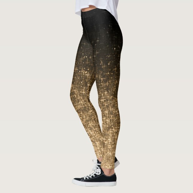Spacious gold black sparkly gradient glitter leggings (Left)