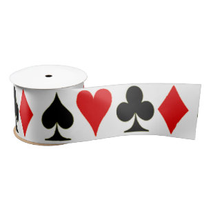 Spade, Diamond, Club, Heart Playing Card Suits Satin Ribbon
