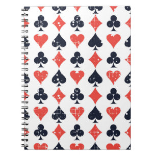 Spade, diamond, heart,club pattern notebook
