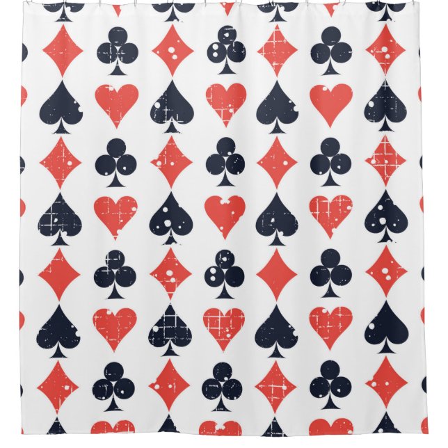 Spade, diamond, heart,club pattern shower curtain (Front)
