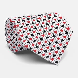 Spade, diamond, heart & club playing card pattern tie