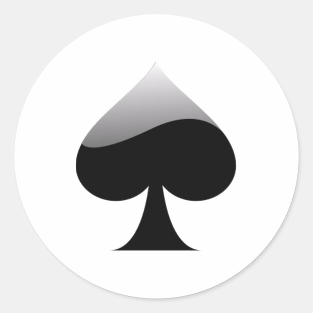 Spade Playing Cards Classic Round Sticker (Front)