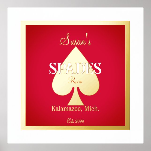 Spades Card Game Room Foil Accent Prints (Front)