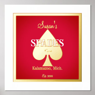 Spades Card Game Room Foil Accent Prints