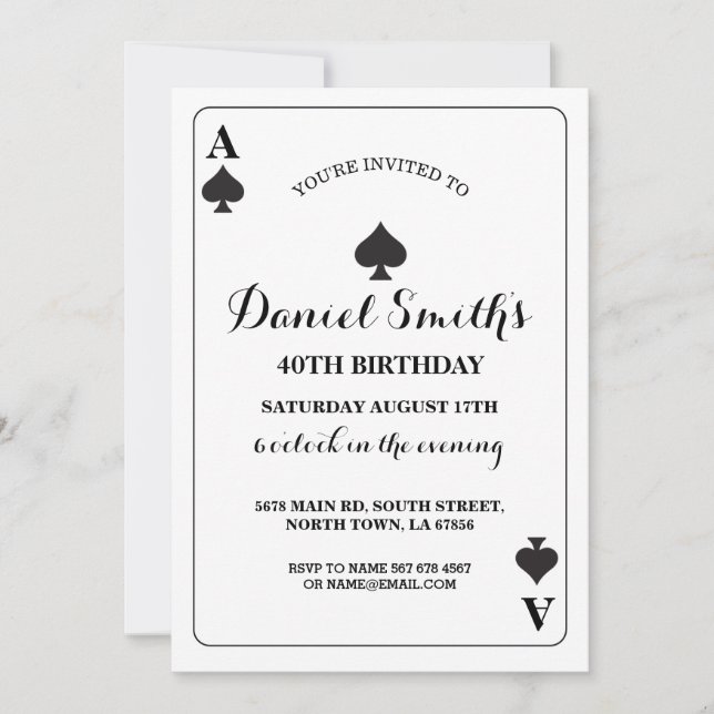 Spades Playing Card Birthday Ace Vegas Invitation (Front)