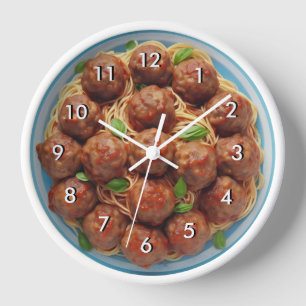 Spaghetti and meatballs Italian Kitchen Clock