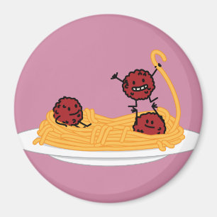 Spaghetti and meatballs pasta noodles Italian food Magnet