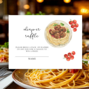 Spaghetti baby shower - diaper raffle enclosure card