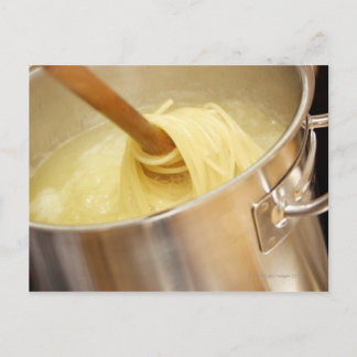 Spaghetti Being Stired in Pot Postcard
