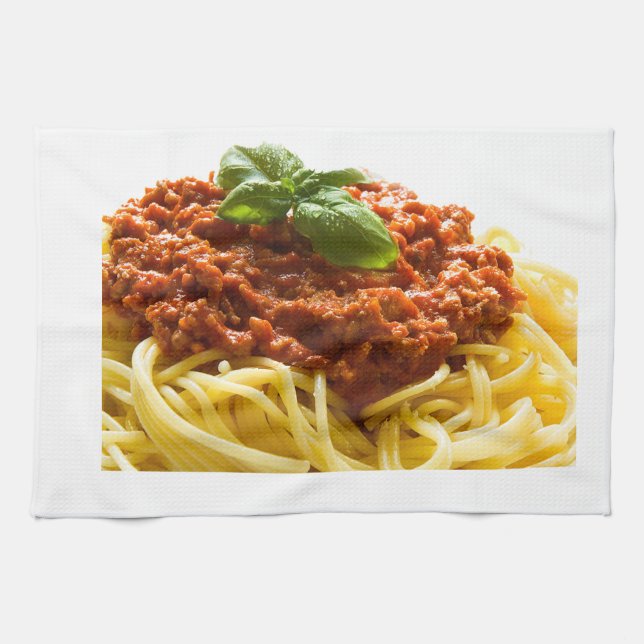 "Spaghetti Bolognese" design kitchen towel (Horizontal)