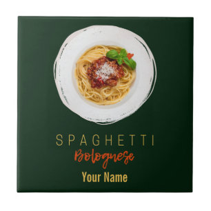 Spaghetti bolognese pasta noodle gourmet chef tile