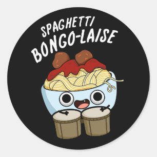 Spaghetti Bongolaise Funny Food Pun  Dark BG Classic Round Sticker