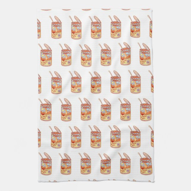 Spaghetti Can Retro poster Tea Towel (Vertical)