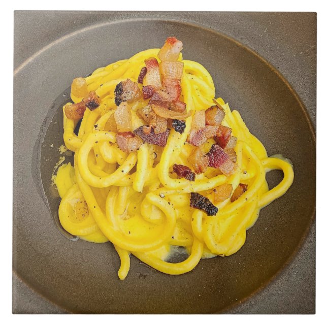 Spaghetti carbonara ceramic tile (Front)