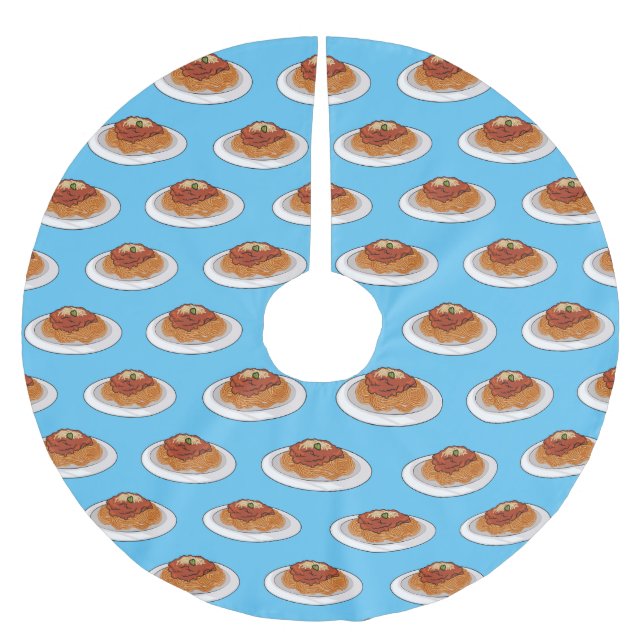  Spaghetti cartoon illustration Brushed Polyester Tree Skirt (Front)