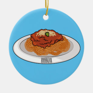 Spaghetti cartoon illustration Ceramic Tree Decoration
