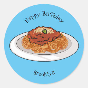  Spaghetti cartoon illustration Classic Round Sticker